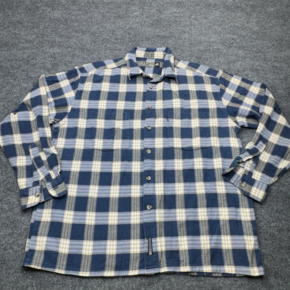 Vintage JNCO Flannel Shirt Mens Large Blue Plaid Heavyweight Skate Grunge 90s